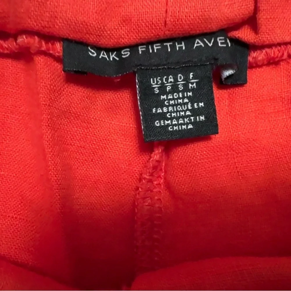 Saks Fifth Avenue Linen Orange Shorts In Size SMALL - Picture 3 of 6